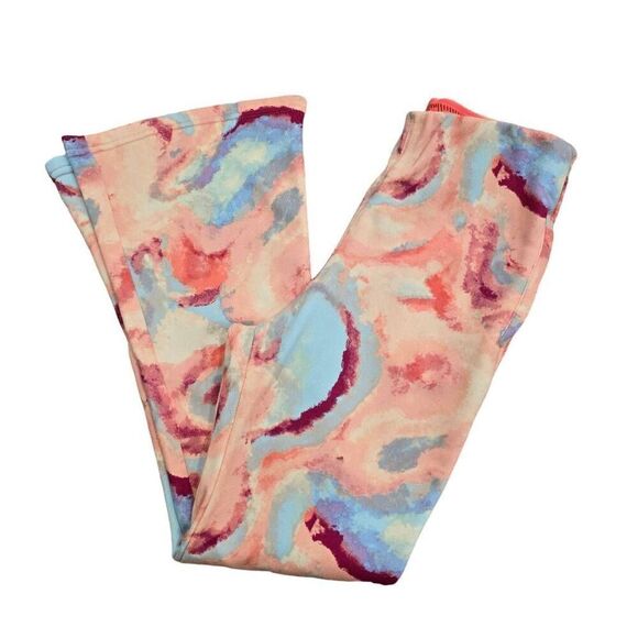 Free People Flare Pants Womens XS Multicolor Printed Mid Rise Elastic Waist - Picture 1 of 6